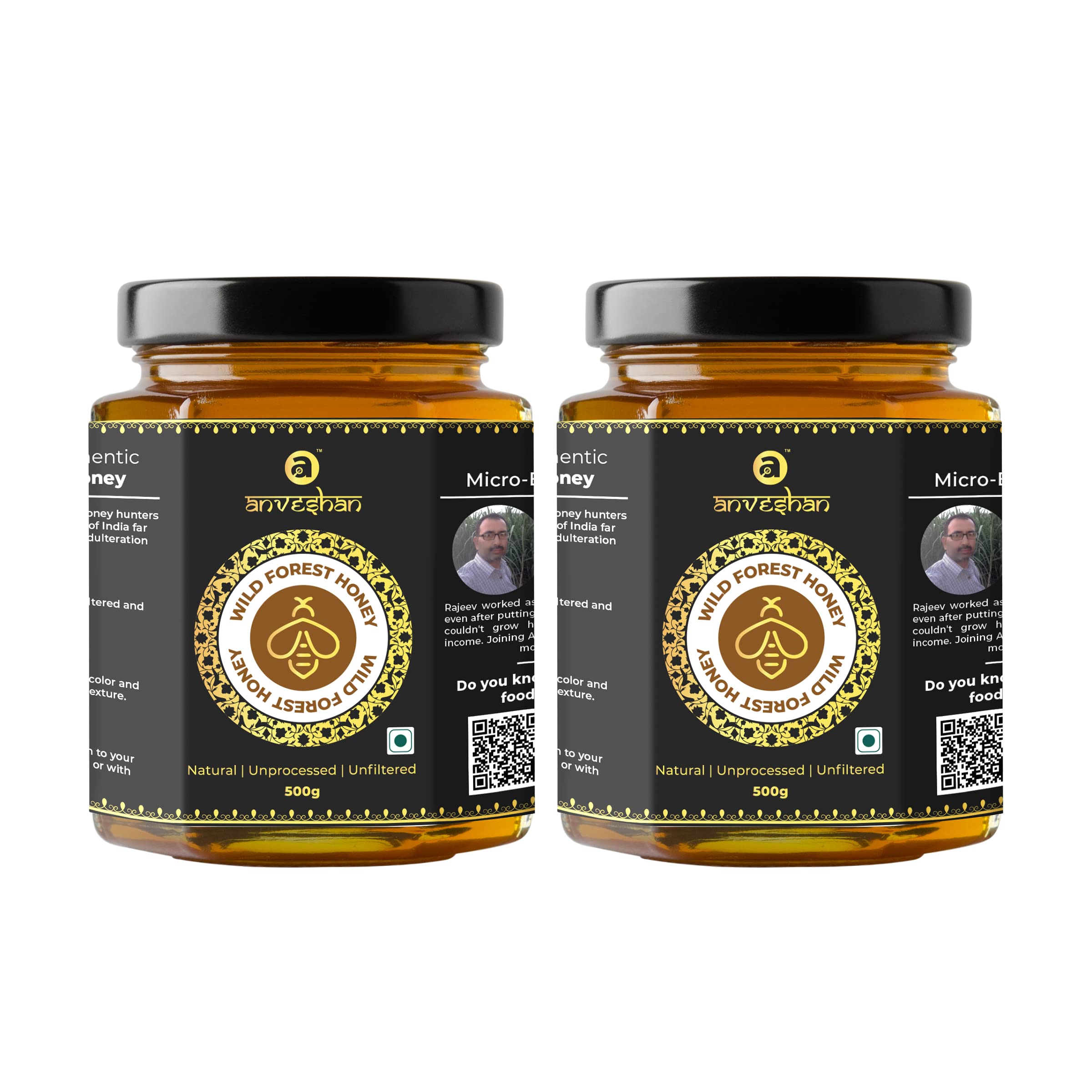 Anveshan Wild forest Honey 2 * 500g | Glass Jar | NMR tested | Raw & Unprocessed | No Added Sugar | Immunity Boosting (B0B3YBHRSC) Amazon Price History, Amazon Price Tracker