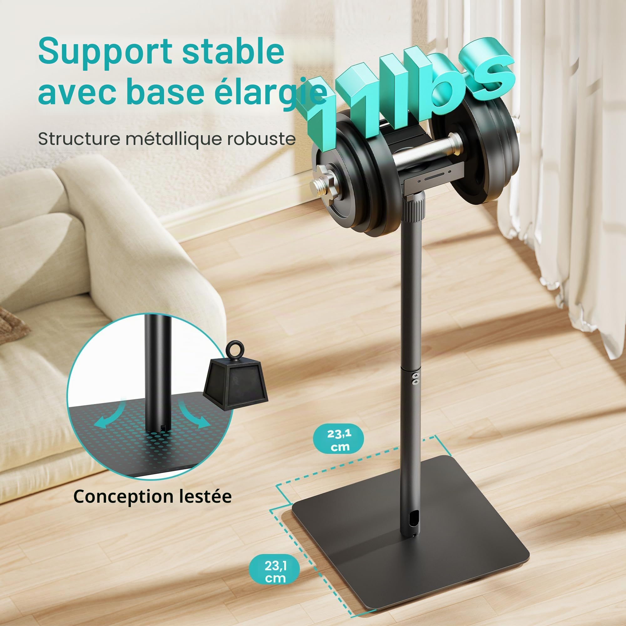 PEGZONE Lot de 2 supports universels pour enceintes, hauteur réglable de 85,8 cm à 112,8 cm, capacité de charge de 5 kg, compatible avec Bose/JBL/Sony, couleur noir