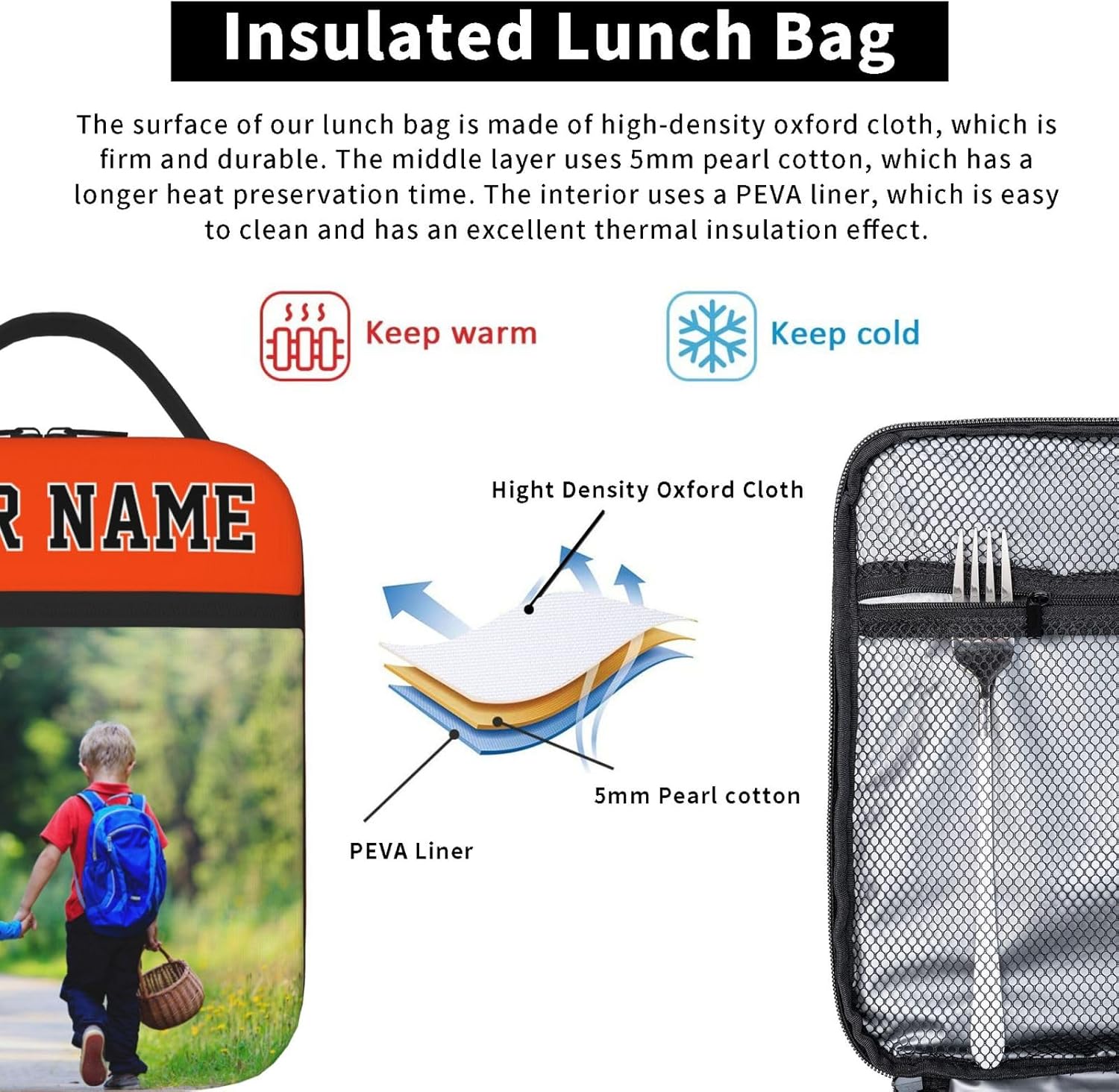 Design Your Lunch Box add Your Like Pictures text logo custom Lunch Bag With Name reusable Insulated Lunch Box Use On Whether It's Work Travel Picnics outdoor Activities B029