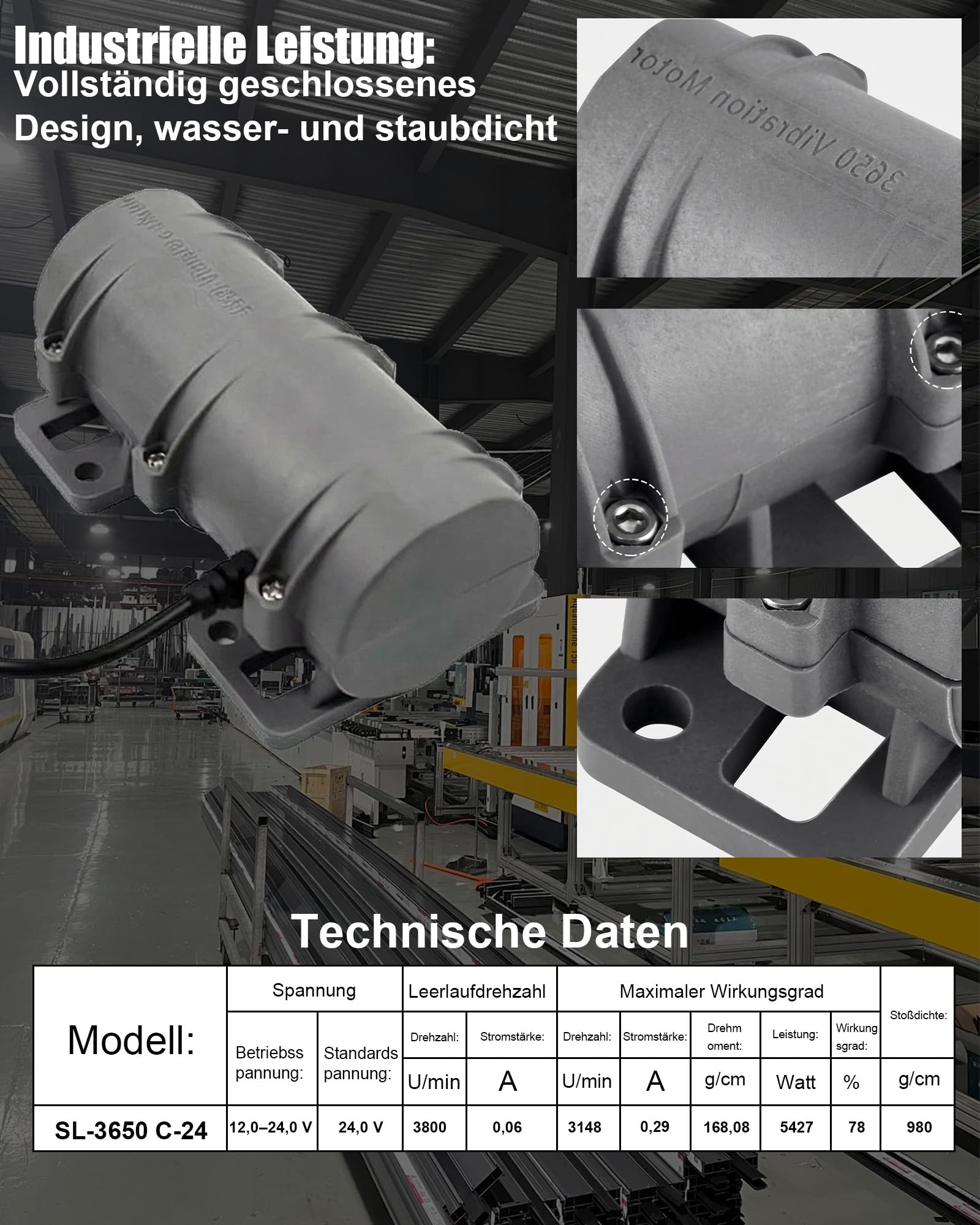 DC 24V Vibrationsmotor: Mini-Vibrationsmotor 3800 U/min aus Kunststoff mit Netzteil für Massagebett und Stuhl Stabiler Vibrationsantrieb für Hersteller und Gerätewartung