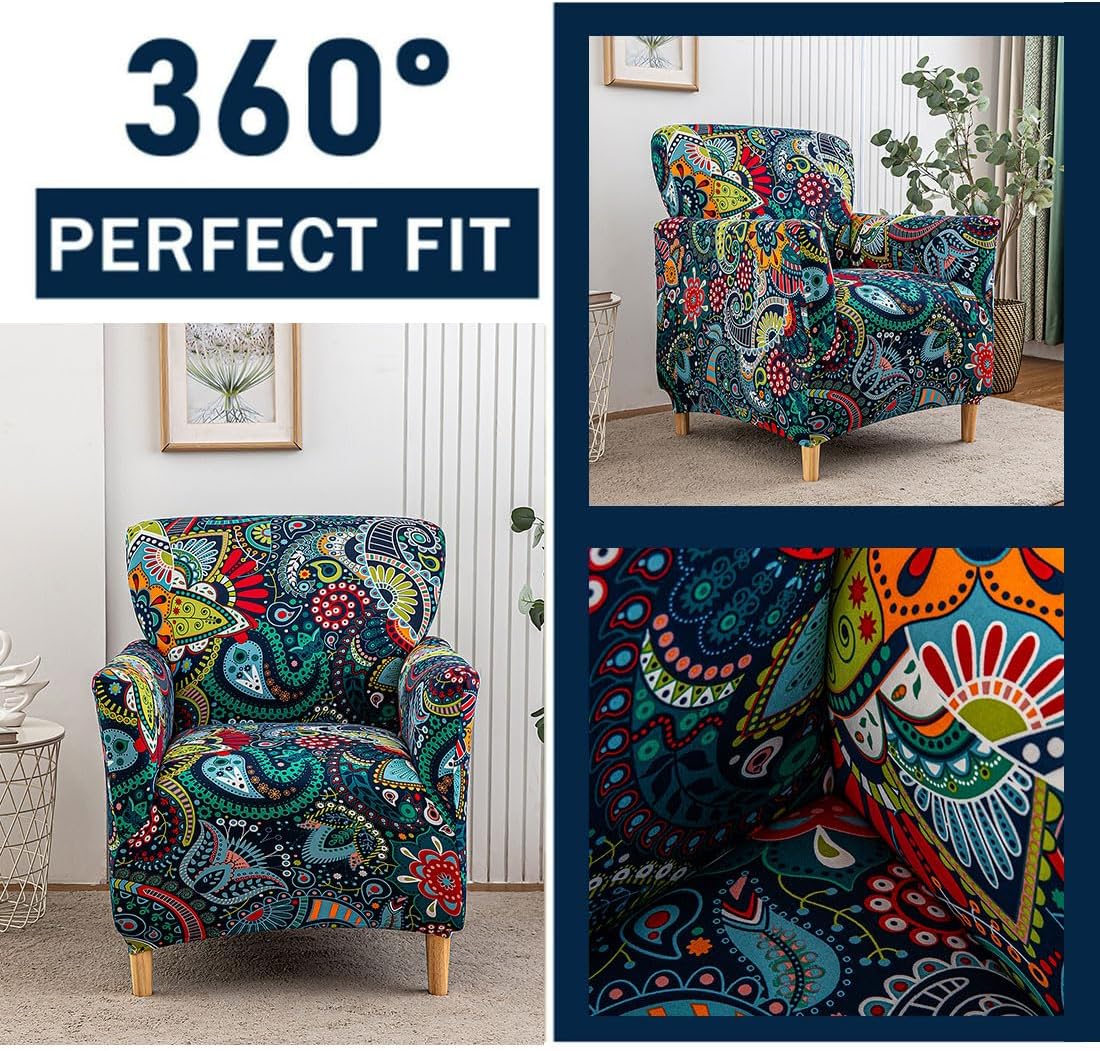 Accent Chair Covers with Arms Stretch Mid Century Modern Accent Chair Slipcovers 1-Piece Printed Banquet Arm Chair Cover Couch Sofa Covers Protector for Living Room Office Hotel #17