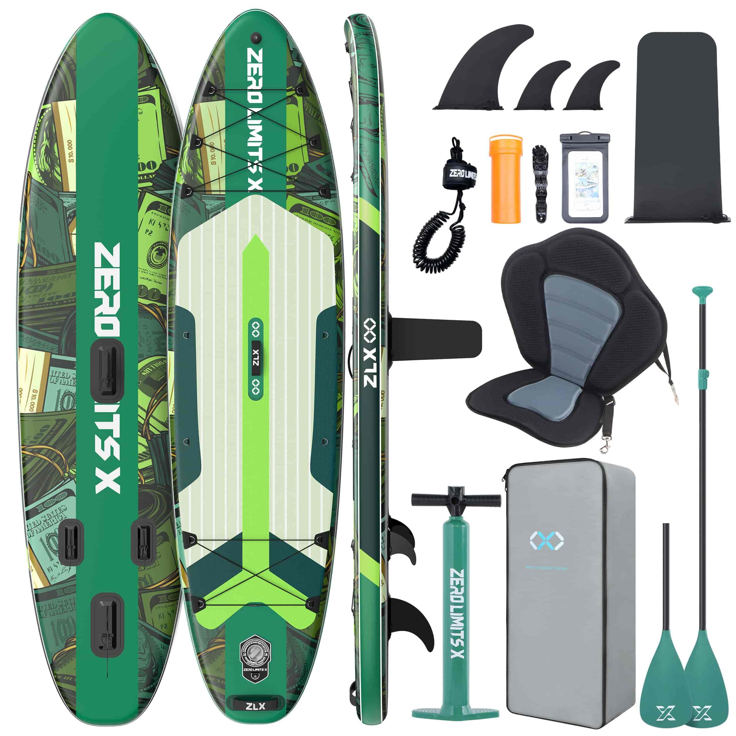 ZLX Tavola da SUP Gonfiabile con sedile per tutti i livelli di abilità, 320cm sup tavola gonfiabile con pinna di equilibrio brevettata, con Grande Stabilità