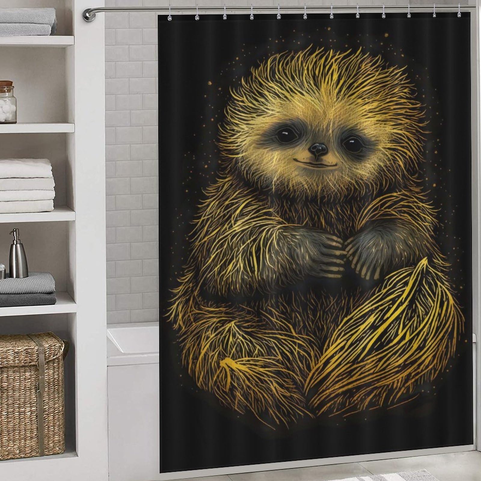 Sloth Black Gold poster tissu 163x180cm lavable déperlant pour salon