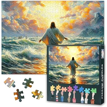 Religious Art Puzzle 1000 Pieces for Adults - Christ Motif Oil Painting Style 50 x 70 cm Classic Puzzles Biblical Wall Decoration for Relaxation & Family Games
