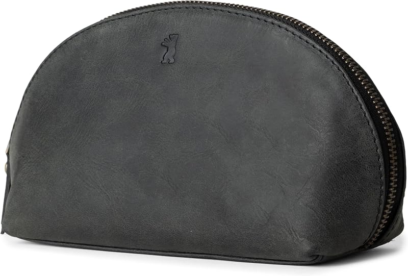 Necessaire de maquiagem BERLINER BAGS Zoe em couro, Dark Grey