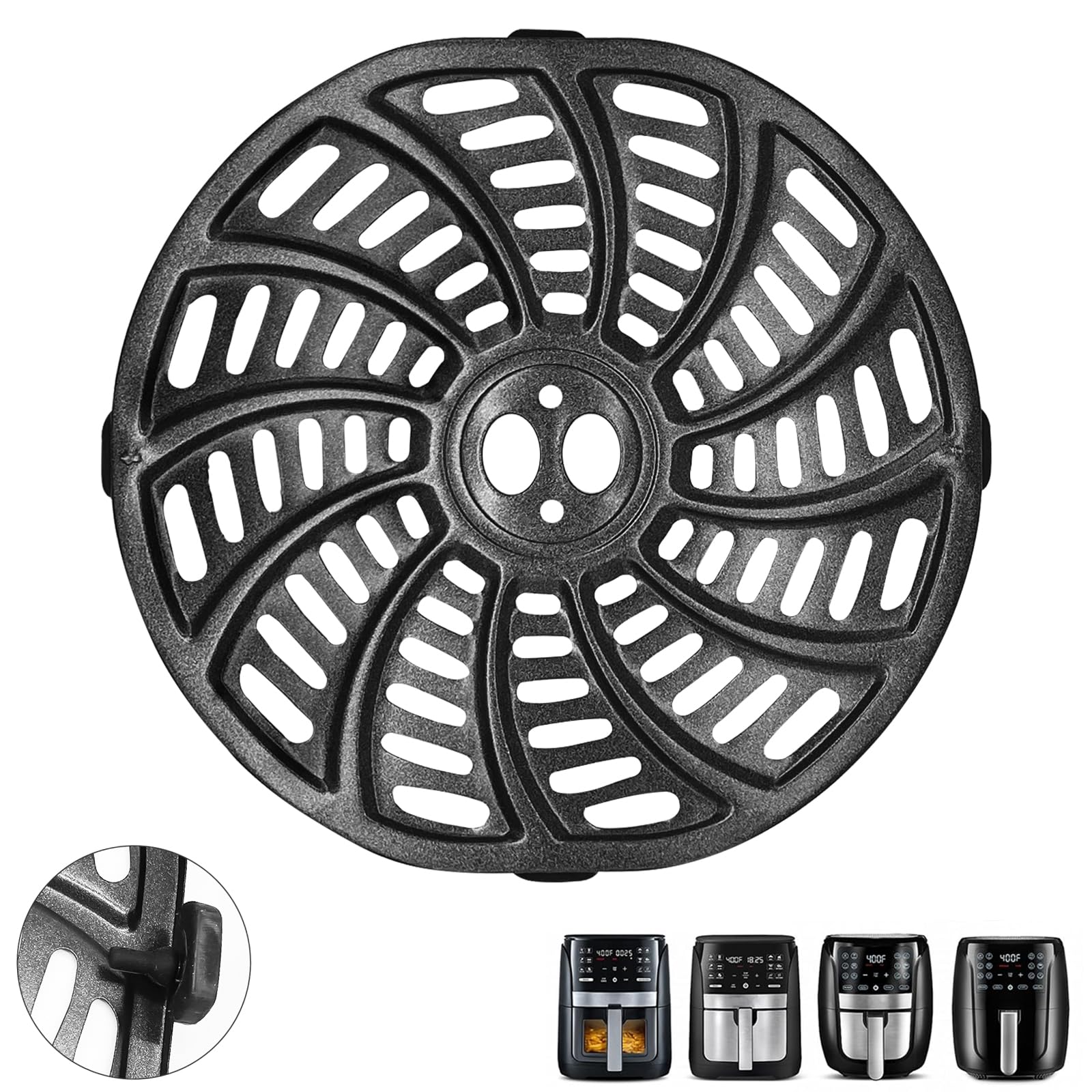 GXF Air Fryer Accessories for Gourmia GAF686 GAF698 Air Fryer, Oval Nonstick 9.3''Γ8.9'' Air Fryer Replacement Parts Rack Tray Basket Grill Pan Grill Plate Crisper Plate with Rubber Bumpers