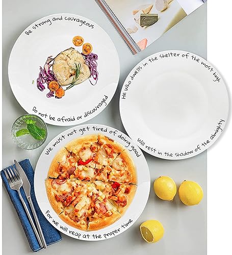 Miniatura 3 de Platos llanos de porcelana, 4 platos redondos blancos de postre o ensalada, platos para servir, juego de vajilla, resistentes a los arañazos, aptos