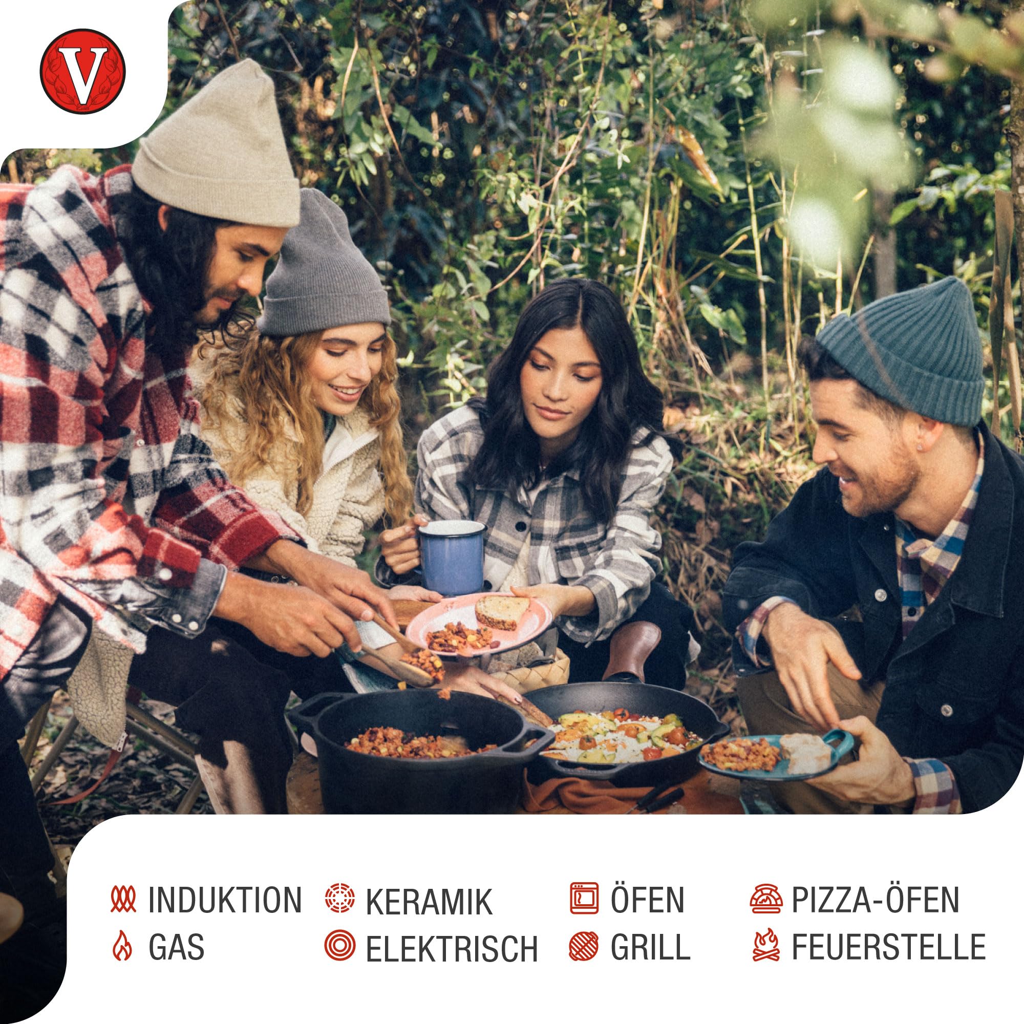 Victoria Emaillierte Gusseisen Wok Pfanne Induction 35,5cm Bratpfanne Geeignet für Feuer, Grill, Backofen, Ceranfeld, Gas, Cast Iron Skillet, Toxic Free Kochgeschirr ohne PTFE oder PFOA