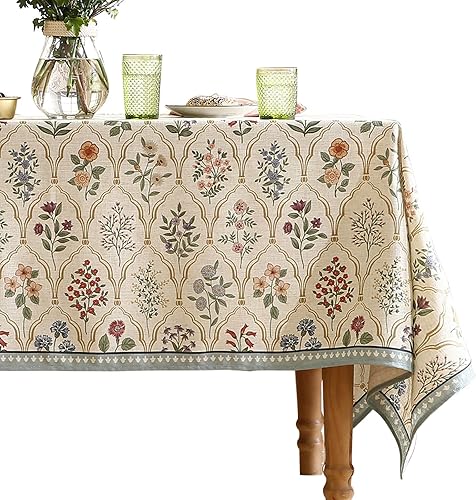 ISAENNE - Mantel floral para mesas rectangulares, mantel de lino con flores coloridas, resistente y duradero para comedor, Acción de Gracias,