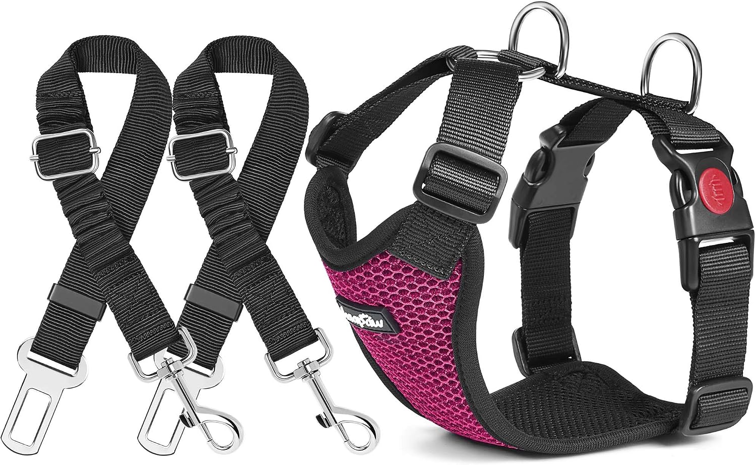 haapaw Dog Seatbelt 2 Packs Adjustable Stretchable Dog Seat Belt with a Double Breathable Mesh Dog Car Harness