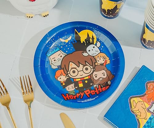 Miniatura 5 de Silver Buffalo Harry Potter - Juego de vajilla animada de Chibi, platos de papel, tazas, servilletas, paquete de fiesta, 60 piezas