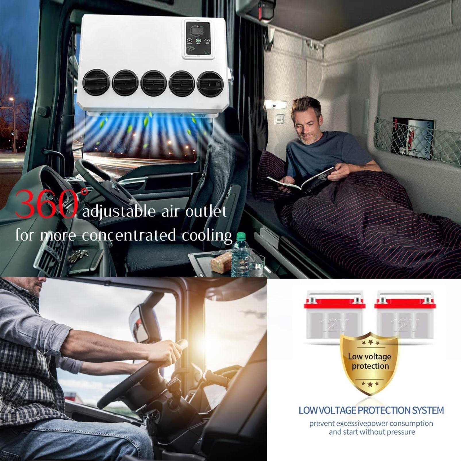Aire acondicionado para caravana de 12 V CC, aire acondicionado para cabina de camión eléctrico de energía dividida por unidad CA para caravana, EAC1009.12.W, blanco