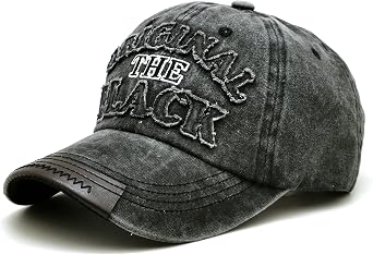 Perlotus Black Mens Baseball Hat Original Black Embroidered Leather Detailed Design