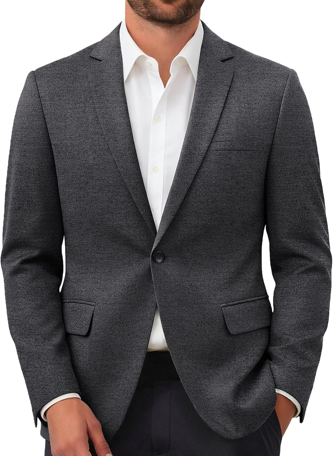 Men's Slim Fit Textured Suit Jacket One Button Notch Lapel Formal Blazer for Wedding Prom Business Dinner Party
