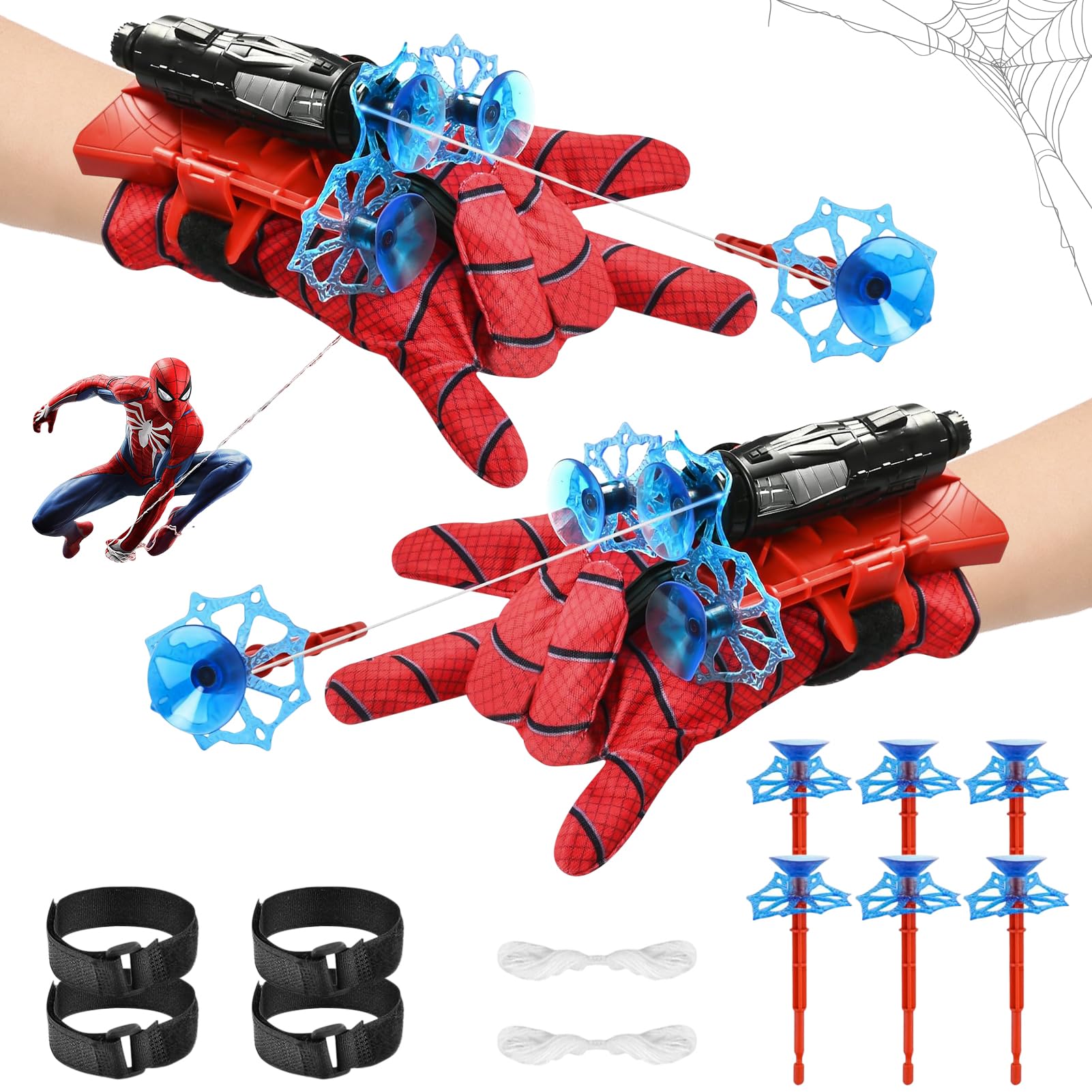 JIASHA Set di 2 Launcher Glove, Spiderm Guanti per Bambino Guanti Launcher per Giochi Guanti lanciatori Spiderm Glove Spiderm Web Launcher Toy Cosplay Giocattoli da Polso Set (C)