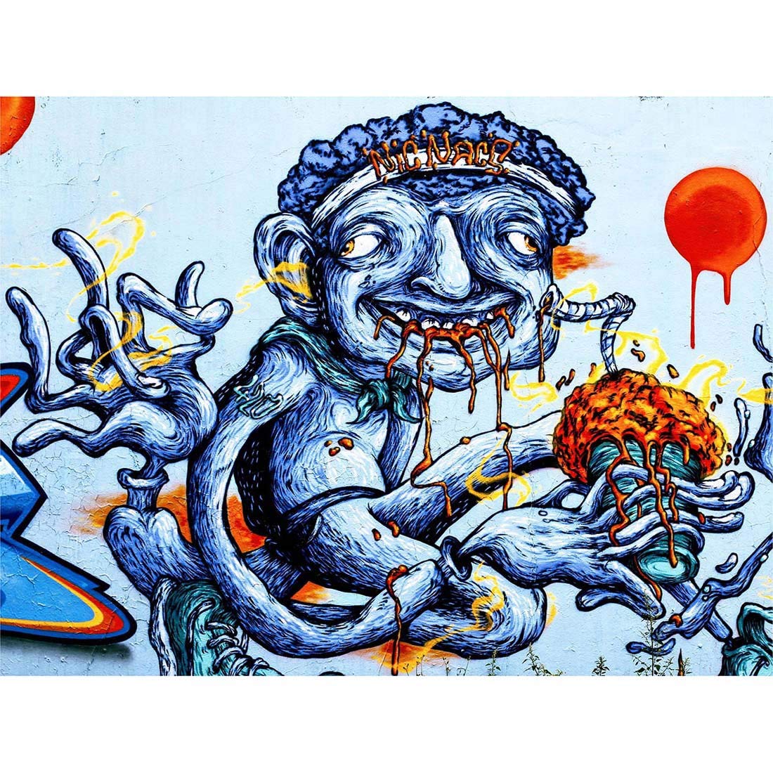 Graffiti Weird Guy Eating Art Print Poster Wall Decor 12X16 Inch