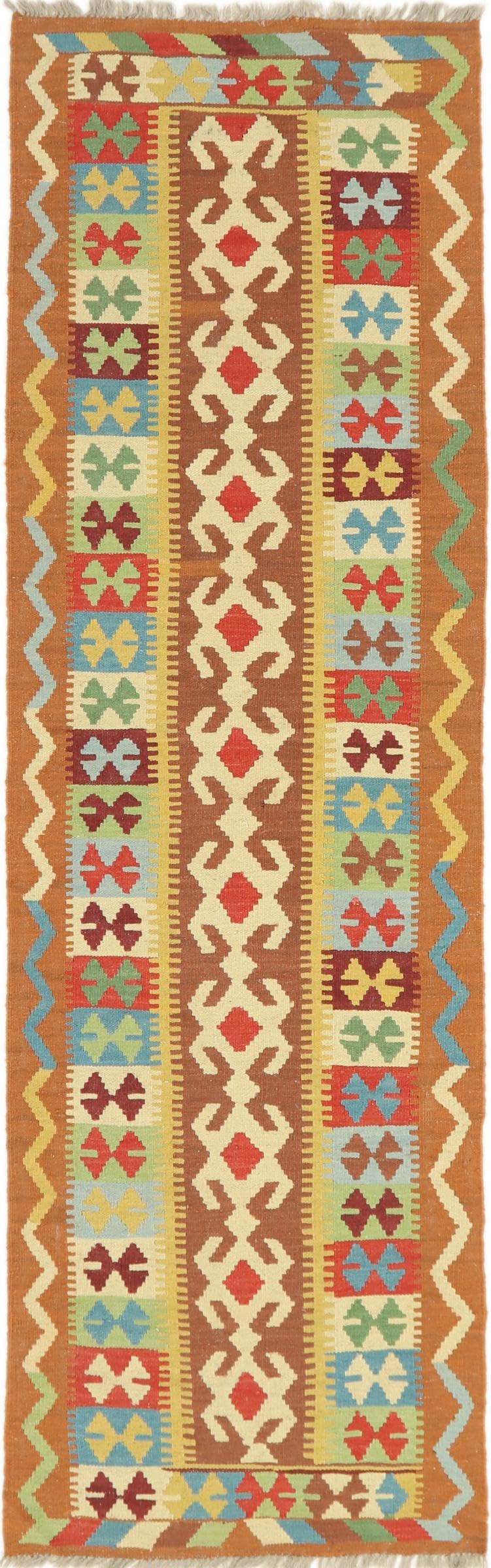 Kilim Afghan 91x294 tissé à la main en laine pure pour couloir élégant