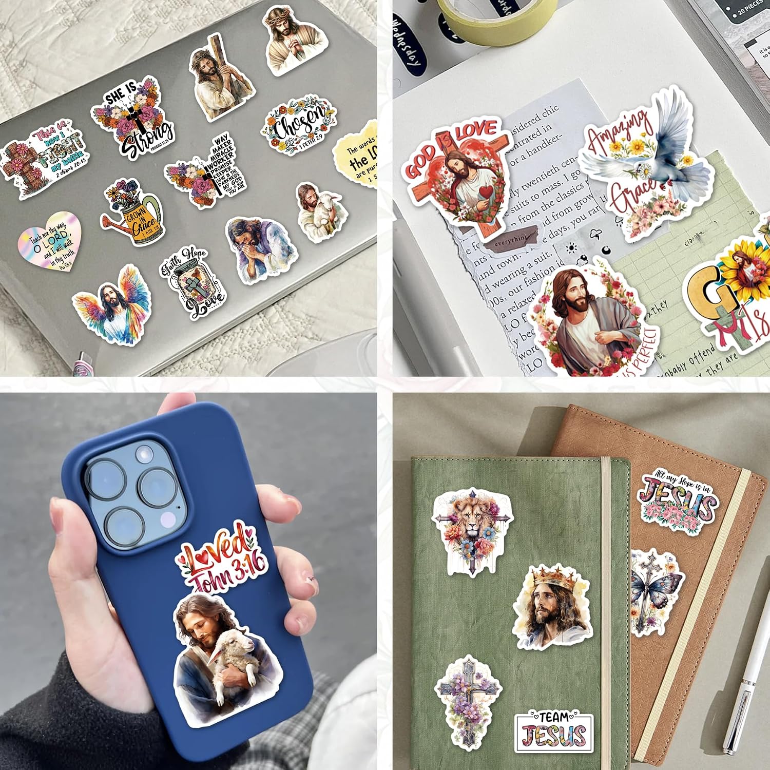 Christian Bible Journaling Sticker Book | 28 Sheets of Inspirational Faith StickersJesus Cross Scripture Art for Planner, Journal & Scrapbook Supplies