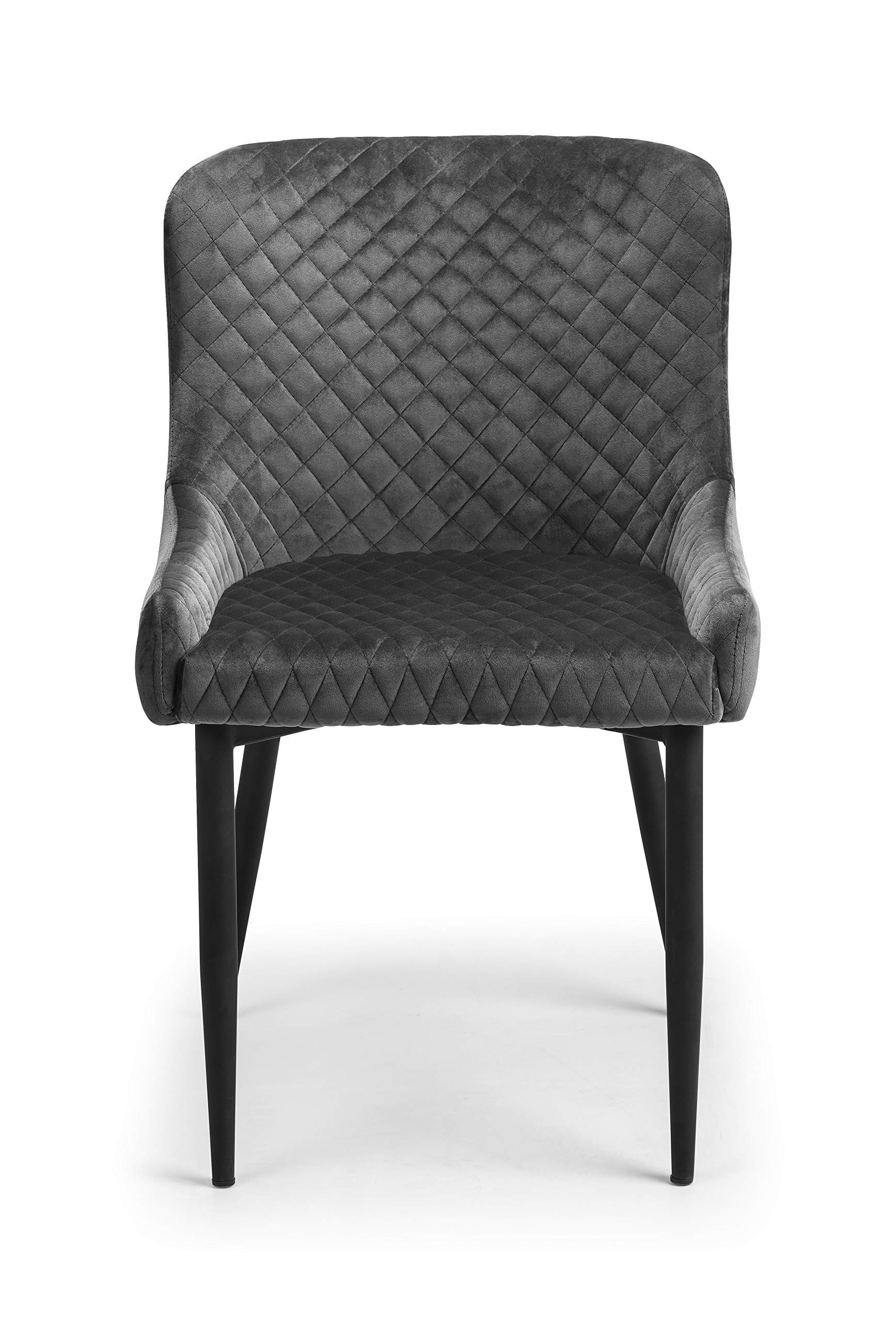 Julian Bowen Luxe Dining Chairs, Set of 2, Velvet, Grey - H82 x W50 x D62cm