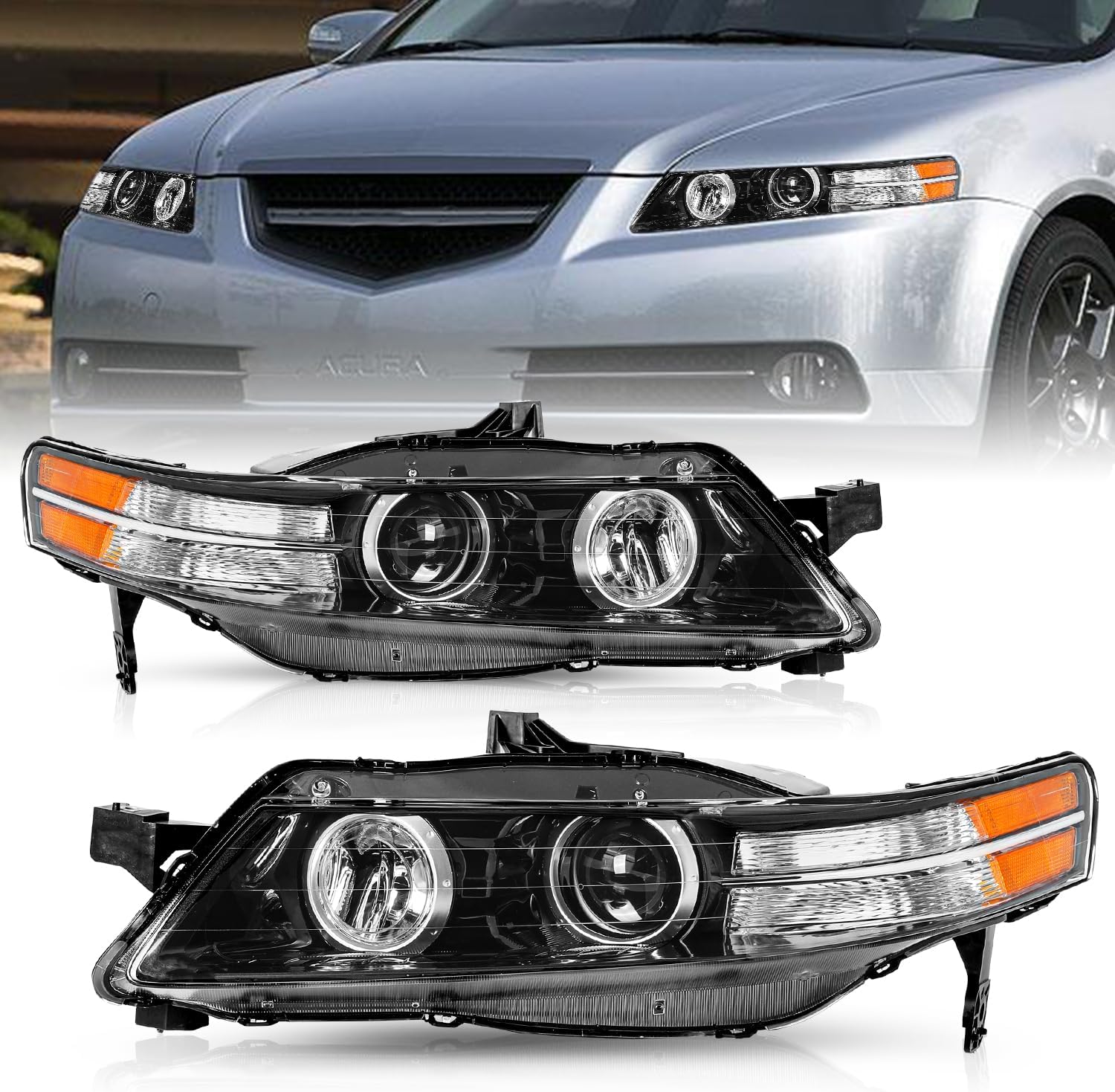 DEPO 3G TL Tail Lights – JDM Style Black Housing Clear Lens, Left & Right Set For 2004-2008 Acura TL