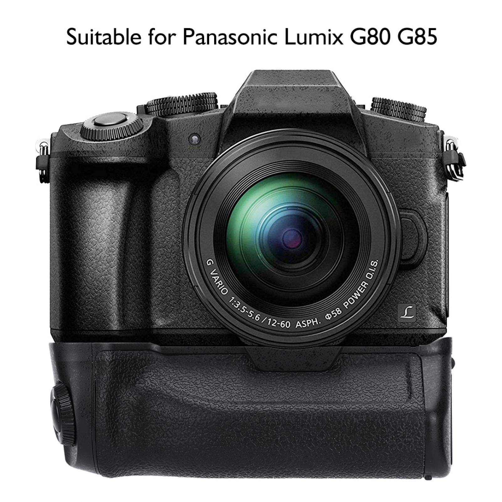 VBESTLIFE Empuñadura de batería, Negro 1/4 Pulgada empuñadura de batería de cámara portátil con Cuero Artificial para batería DMW-BLC12 para Lumix G80 G85