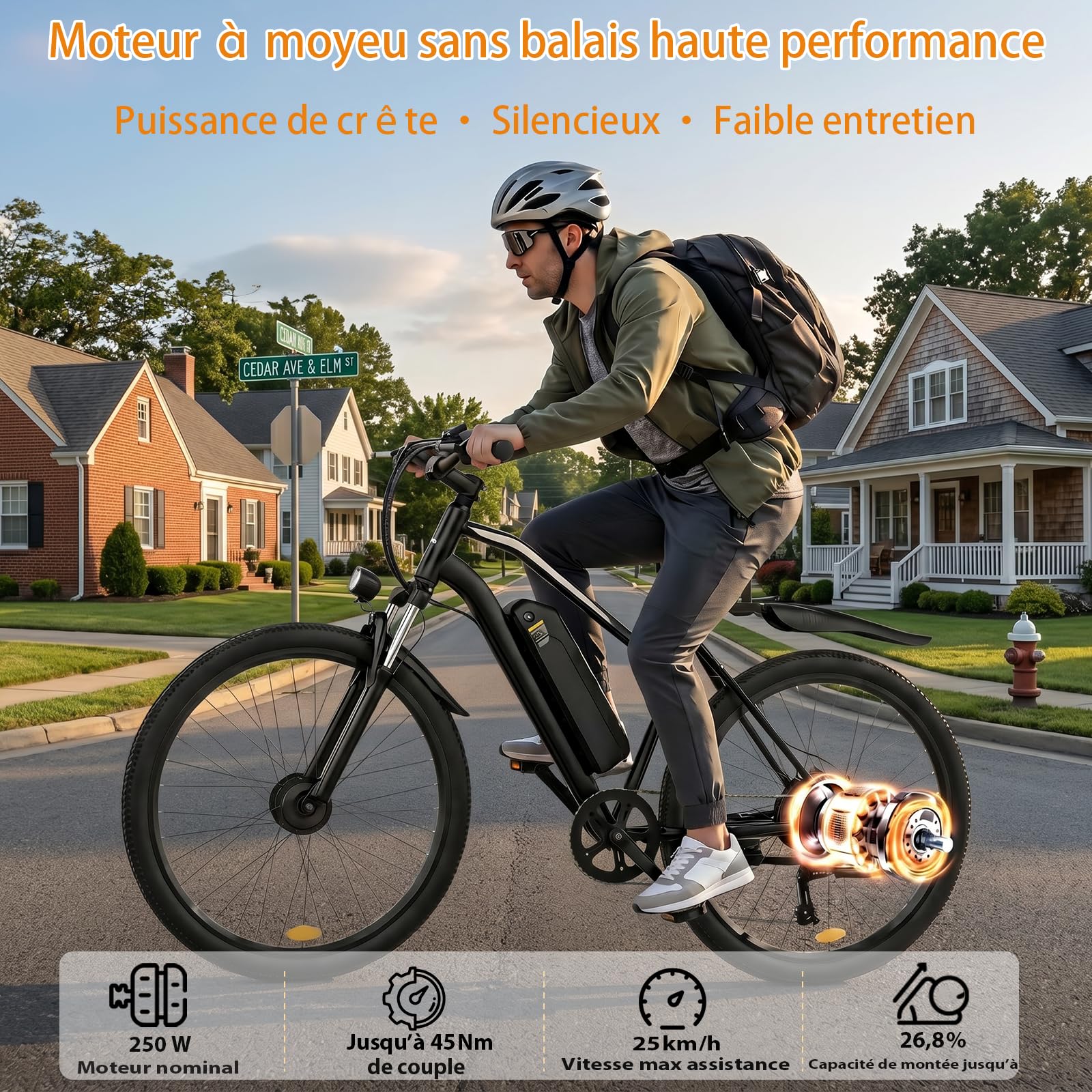 Vélo Électrique Adulte 26", Batterie Amovible 36V 15,6Ah, Autonomie 100 km