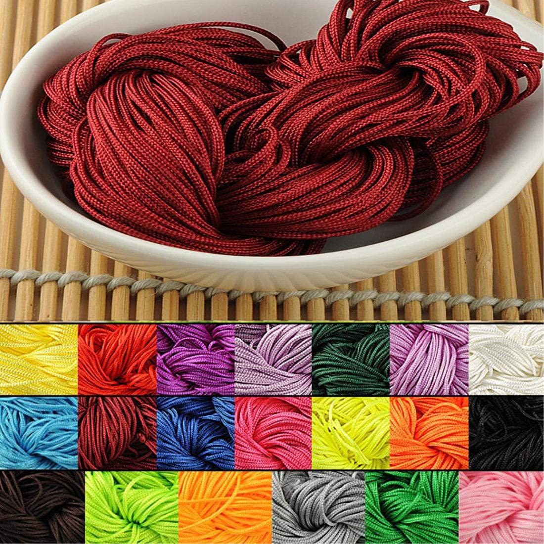 Diy Crafts 14091 Cord Nylon Kumihimo Shamballa for Diy Chinese Knot Bracelet Necklace Jewelry Shade # 09, Pack of 200, Yards, Shade No # 9 (Multicolor)