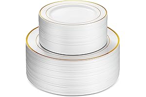 Munfix 100 Premium Plastic Plates for Party of 50 Guests