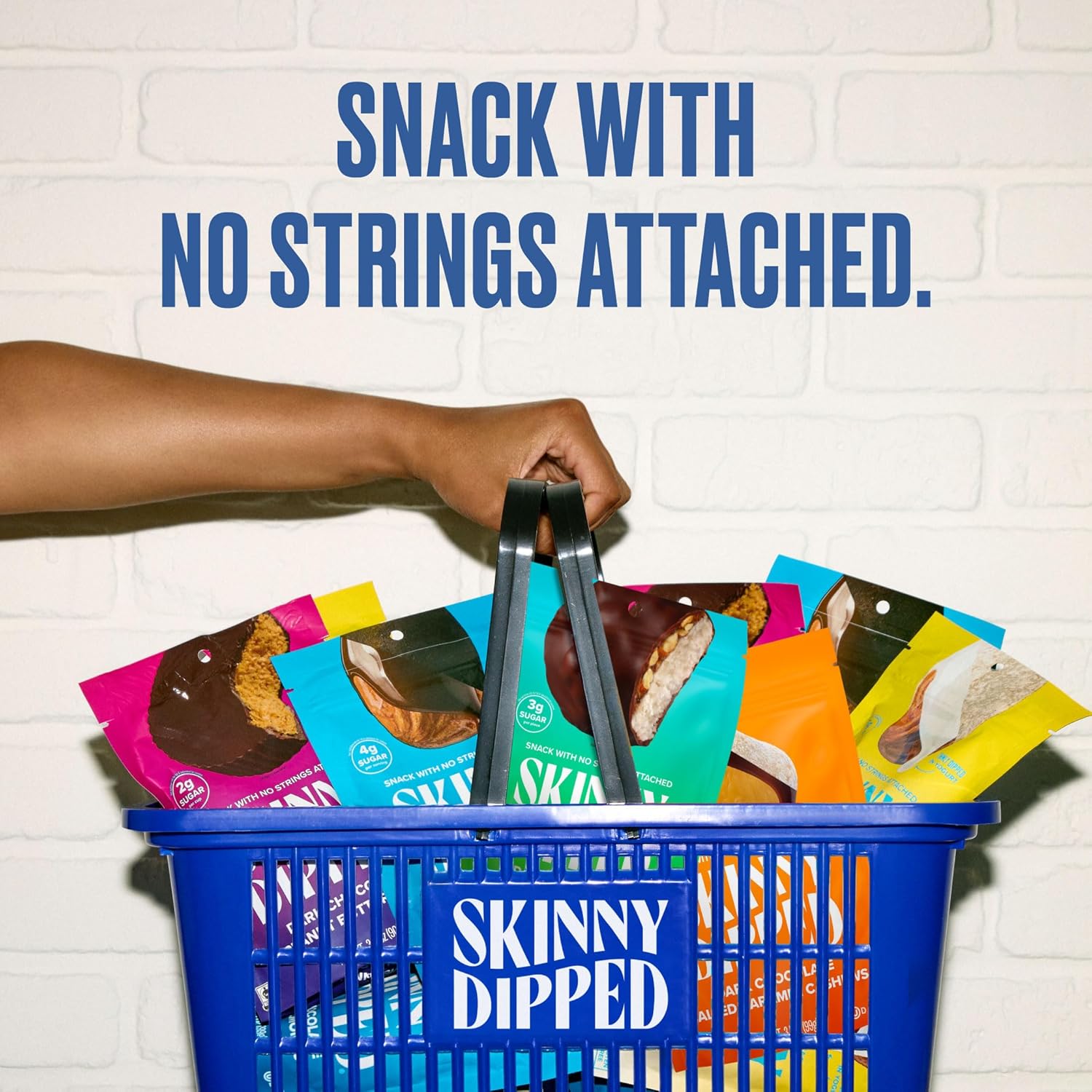 SkinnyDipped Dark Chocolate Peppermint Almonds, Healthy Snack, Plant Protein, Gluten Free, 3.5 oz Resealable Bags, Pack of 5