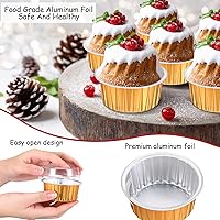 Vista 24 de 150 Pcs Aluminum Foil Baking Cup Disposable Ramekins with Lids 5oz Mini Cupcake Liners Flan Mold Mini Cake Pans with Lids Disposable Cake Tins for