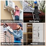 3.2M Telescopic Ladder, 10.5ft Folding Step Ladder Multi-Purpose Extendable Loft Ladder, Stainless Steel Retractable Roof Ladders, Portable Foldable Ladder for Home Garden Office, Anti-Slip