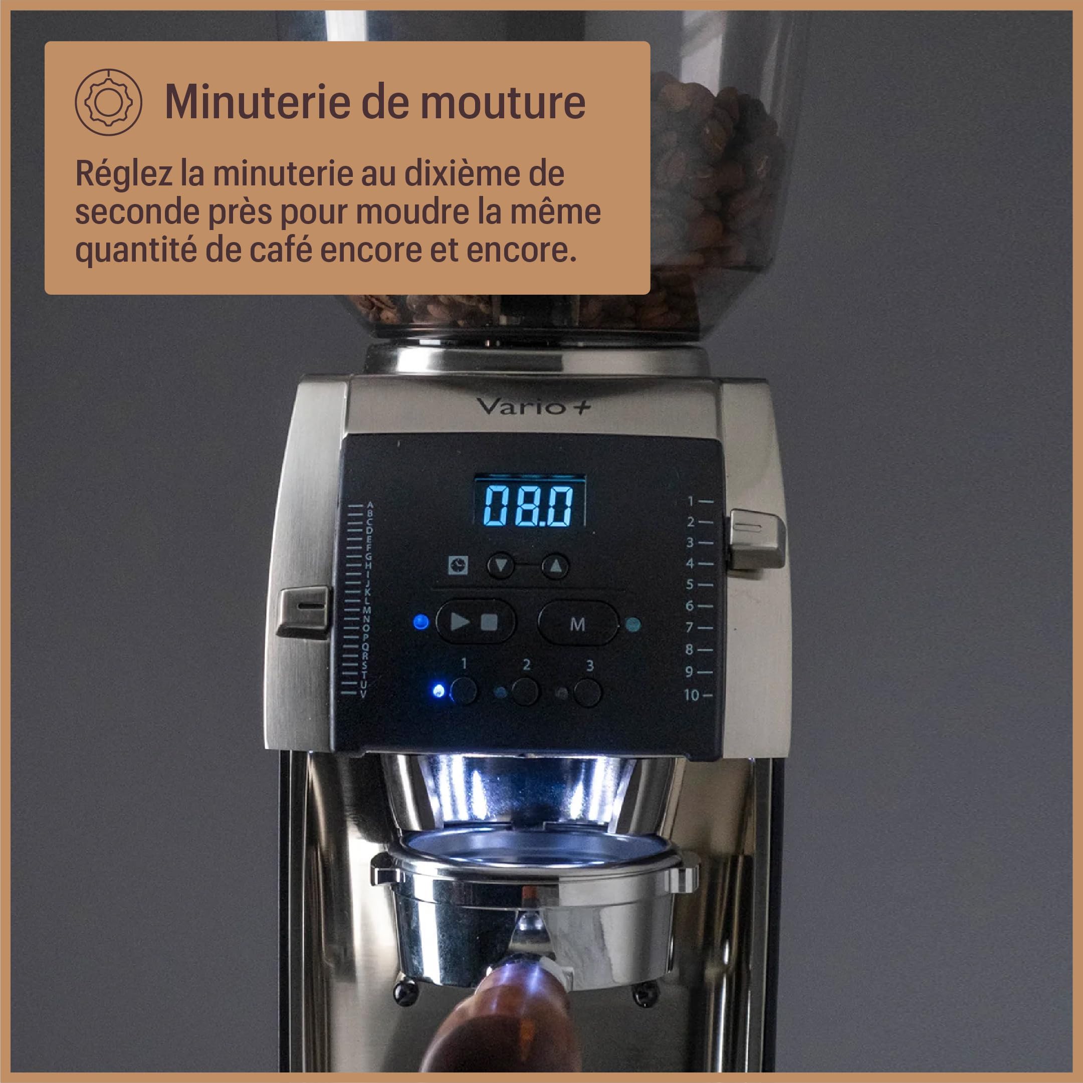 Baratza Vario+ Moulin à Café, Noir | Moulin à café électrique avec Fraises Céramiques Plates de 54mm, 22 Micro Réglages Individuels, Timer, Fonction Mémoire