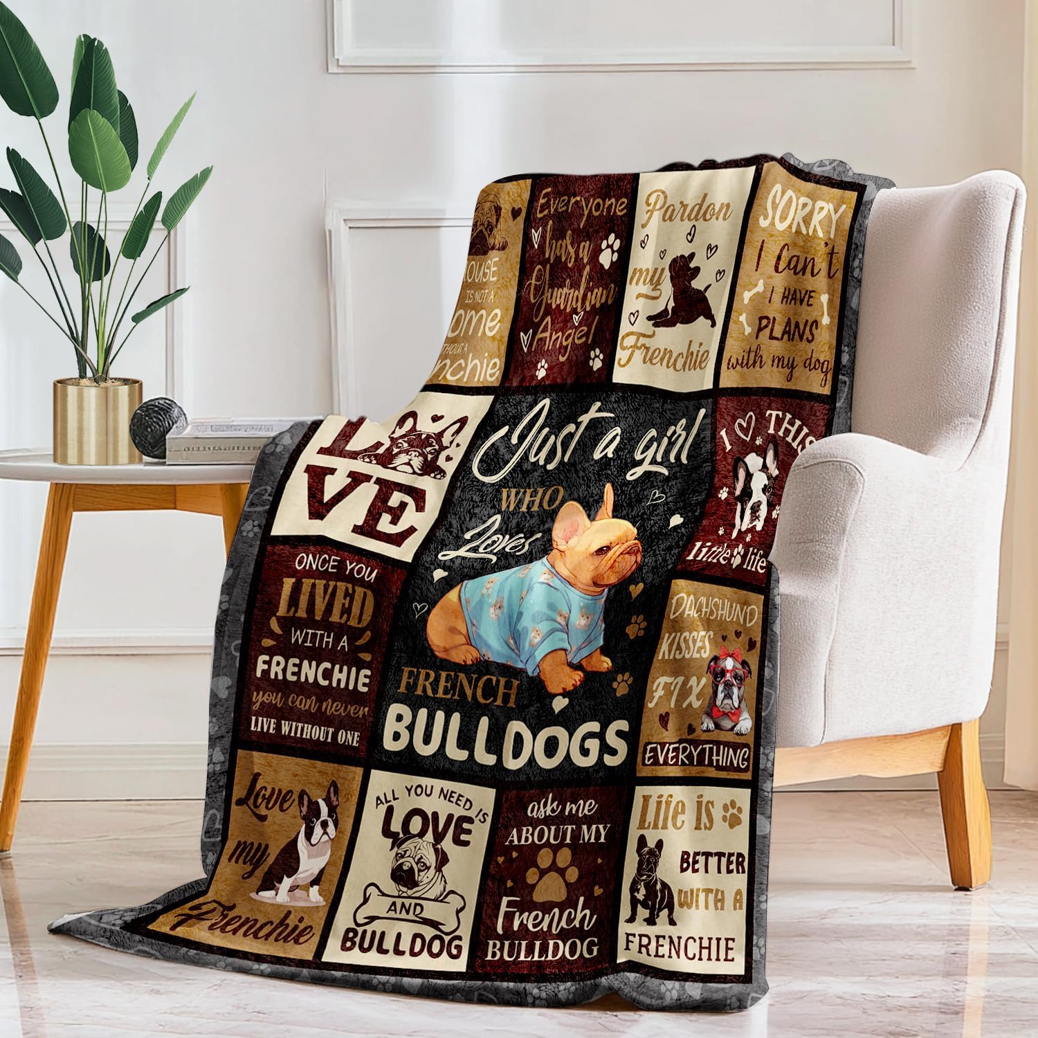 French Bulldog Lover Gift for Women - 50"x40" Ultra Soft Plush Flannel Fleece French Bulldog Throw Blanket, Cozy Fluffy Decor for Couch Bed, Christmas Birthday Present - Image 6