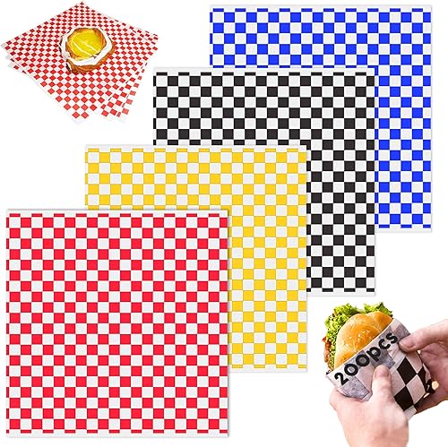 Envolturas de papel sándwich, hojas de papel encerado para comida a cuadros, hojas de papel de delicatessen resistente a la grasa, para el hogar,