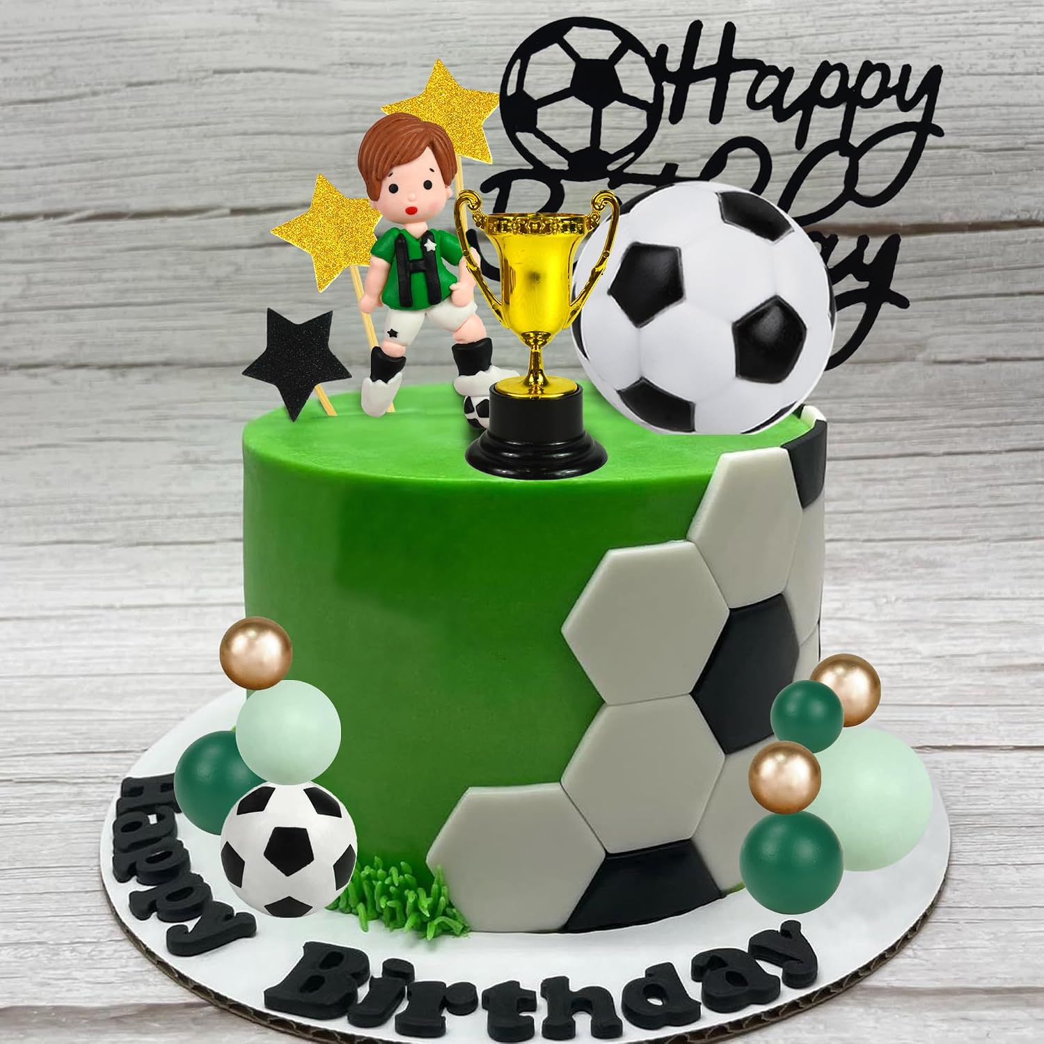 Soccer Cake Topper Decorations Soccer Player Clay Figurine Decorations for Football Sport Birthday Supplies (Style 01)