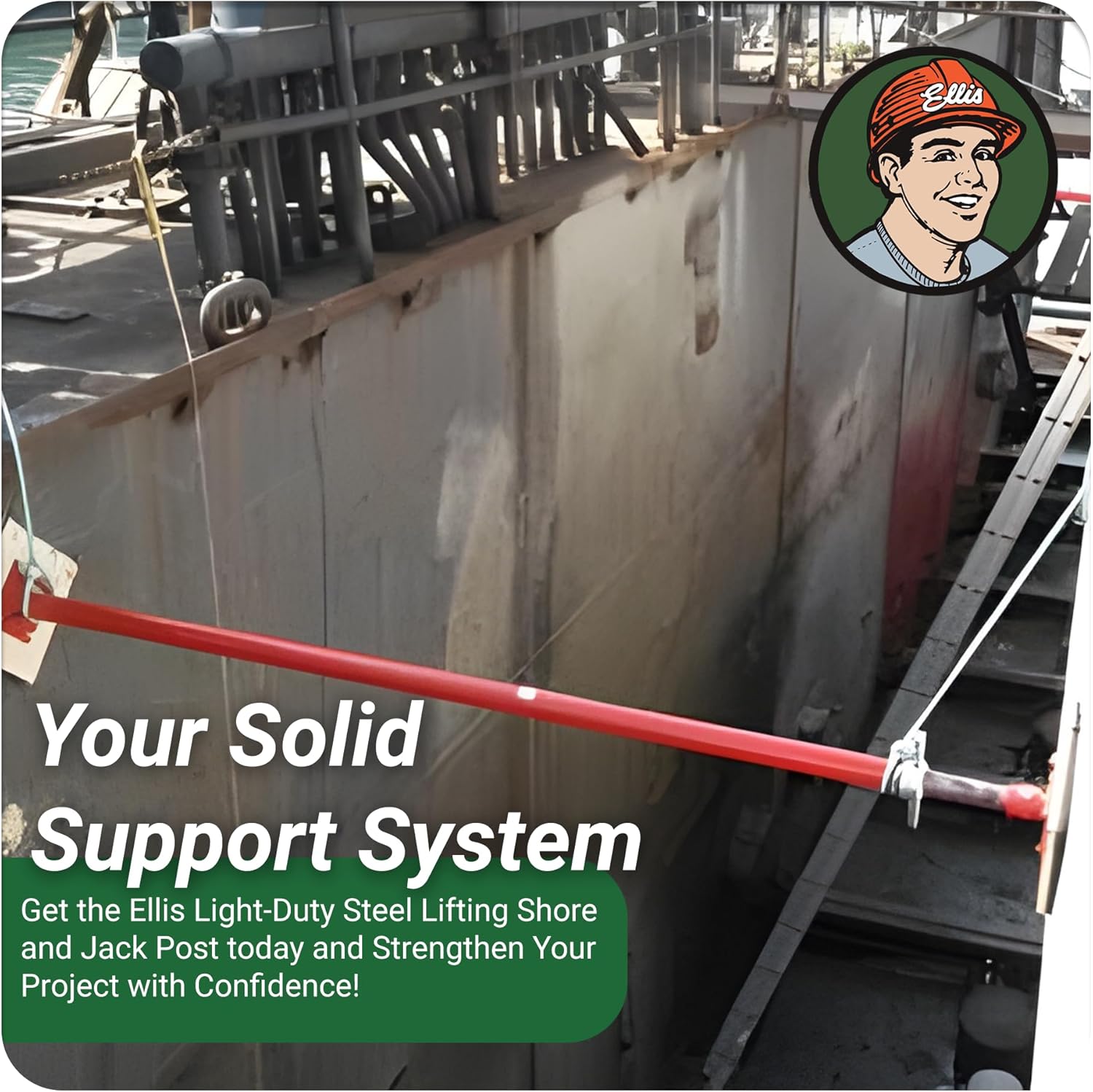 Ellis Manufacturing Light-Duty Steel Construction Jack - Adjustable Screw Jack Post for Floor Leveling, Beams, and Concrete - 8,000 lb Load Capacity - 61"-85" Adjustment, House Jacks for Leveling