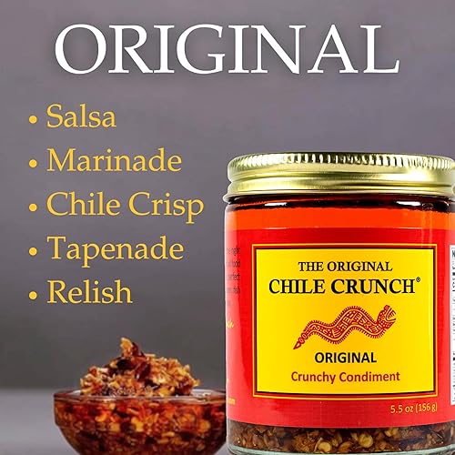 Vista 42 de CHILE CRUNCH - Condimento crujiente picante picante y picante - Pimientos de chile asados naturales, salsa crujiente de ajo y cebolla - Vegano, sin