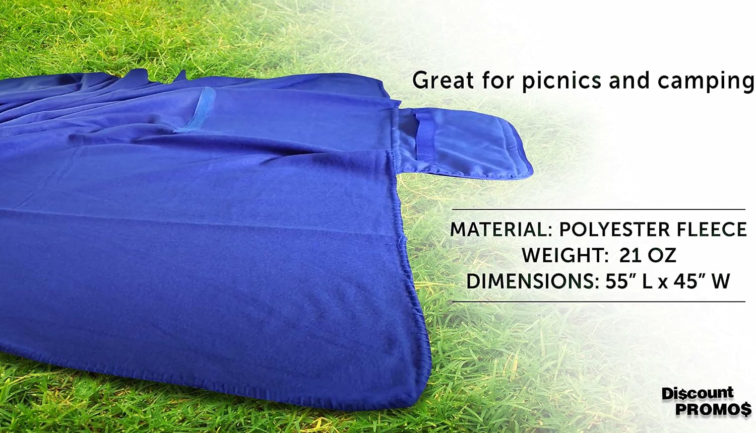 DISCOUNT PROMOS Roll Up Picnic Blankets Set of 10, Bulk Pack - Great Outdoor Blanket for Camping, Picnic, Beach, Sports, Outdoor Activities - Blue