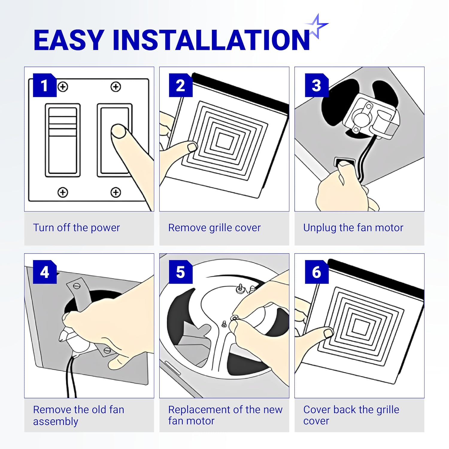 S97015157 Motor Replacement Compatible with Broan NuTone Bathroom Exhaust Fan - 8"× 8-1/4" Housing by BlueStars - 676-D/2676F-A 680-A 674 684NT-A 684-D/2684F-A 672SP - Fan Motor 110 CFM/ 4 Sones
