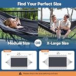 SUNCREAT Extra Large Double Hanging Hammock for Camping, Hammocks for Outside 2 Person Heavy Duty, Dark Gray with Tassels