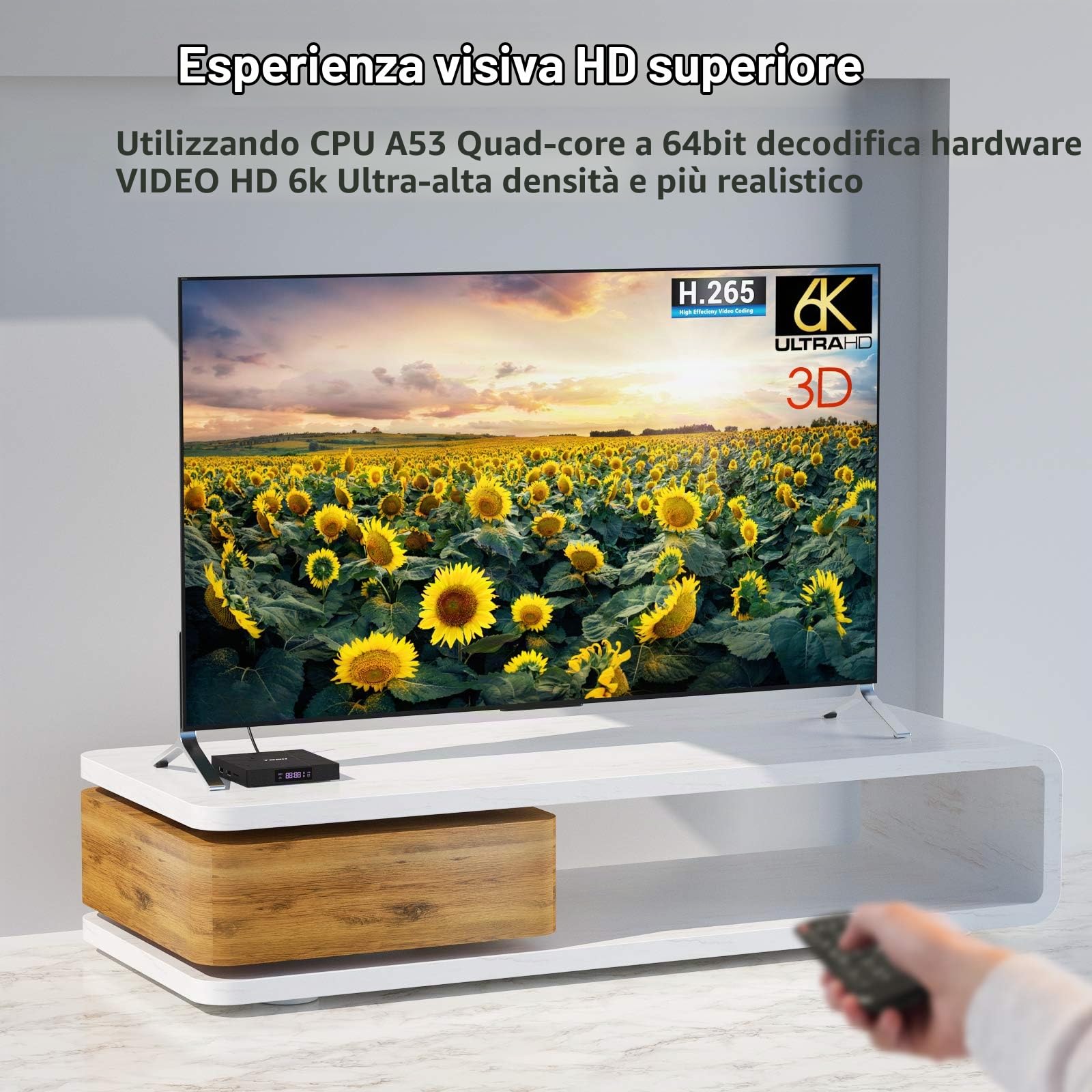 Box TV Android 10.0 2GB RAM 16GB ROM Smart TV Box, Allwinner H616 Quad-Core 6K TV Box, H.265, 3D, 2.4G Wifi, 10 / 100M Ethernet