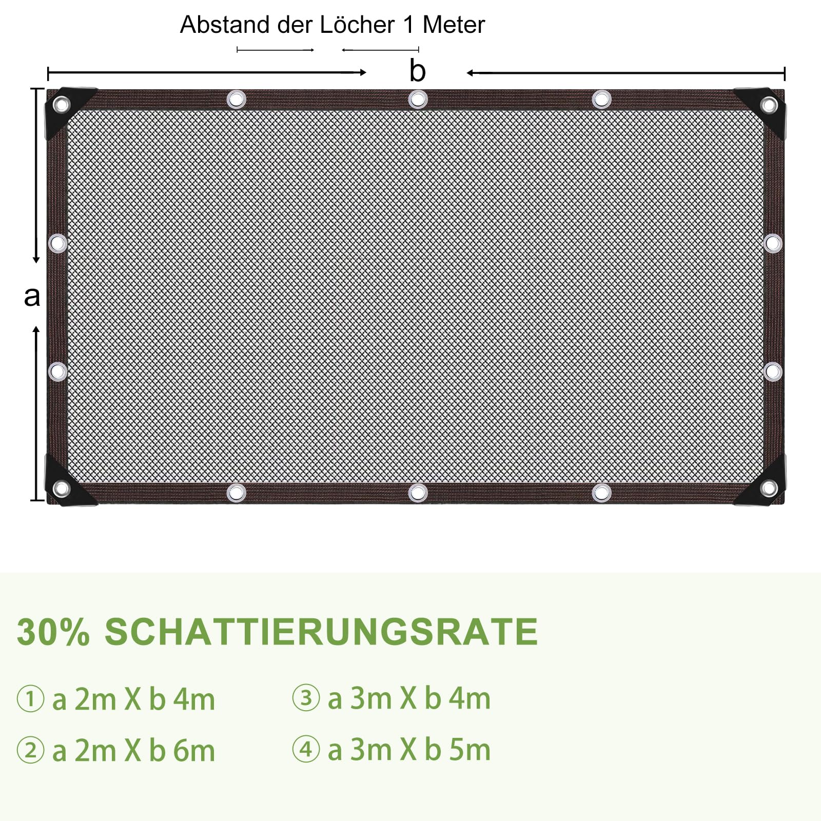 Filet d'ombrage 2 x 6 m avec œillets résistant aux UV 30%, Voile d'ombrage Respirant pour extérieur pour terrasse pergola Jardin Balcon Serre Toile tendue extérieur