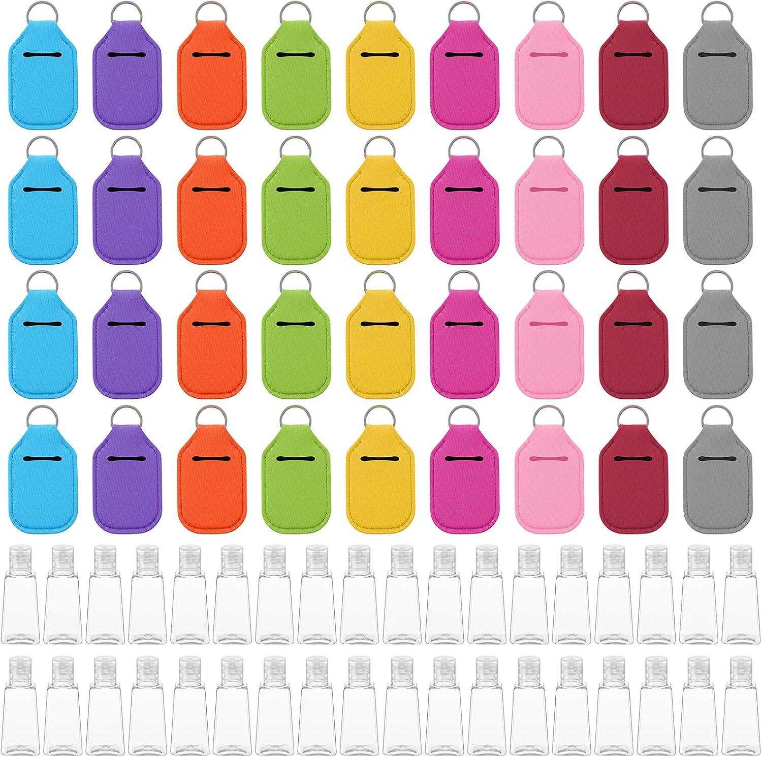 MAQUITA 36 Pcs Hand Holders keychain Empty Travel Bottles Set
