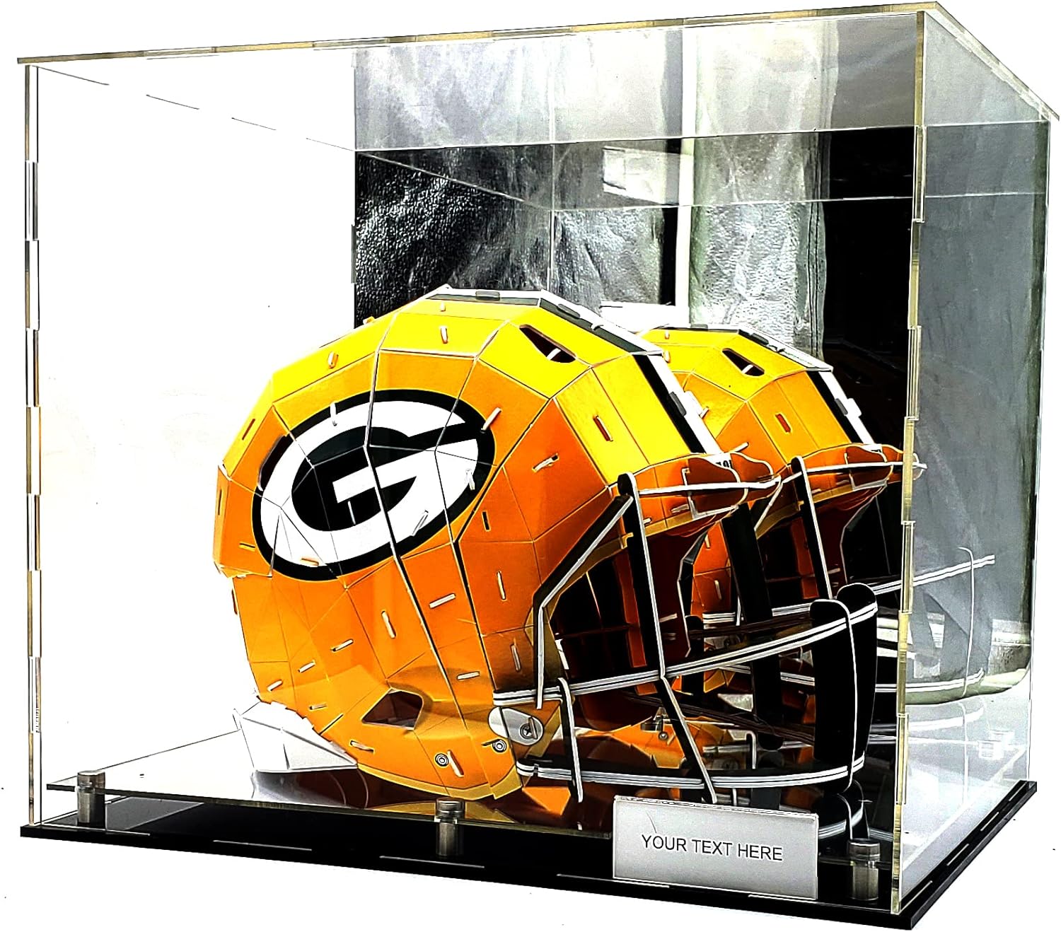 Full Size Football Helmet Acrylic Display Case Showcase Box UV Protection Sports Memorabilia Collectible 15x12x12 inch