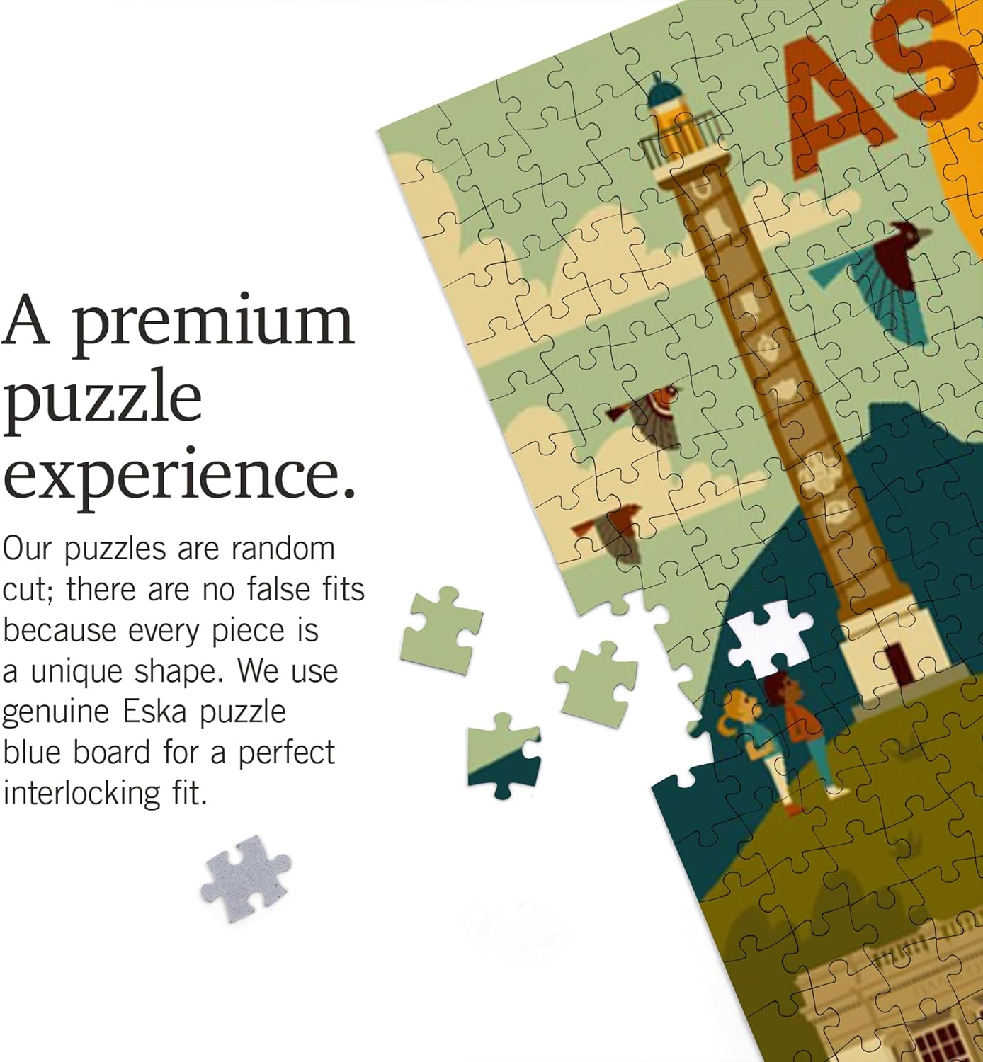 Lantern Press Astoria, Oregon, Geometric, Astoria Column 1000 Piece Jigsaw Puzzle for Adults, Made in USA with Reference Poster