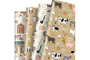 Farmhouse Wrapping Paper 12 Sheet Flat Retro Farm Animal