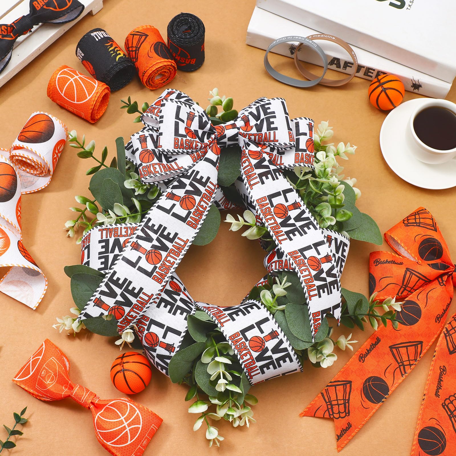 6.リボンリース Amazon.co.jp: Tigeen 6ロール 30ヤード バスケットボール クラフト