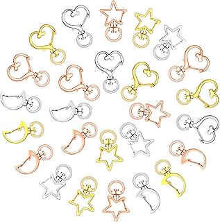 72 Pieces Heart Keychains Bulk Star Moon Shape Keychain Rings Star Shaped Lobster Claw Clasp Keychain Clip Metal Swivel Clip Snap Hook, DIY Accessories for Bag Keychains, Jewelry Making
