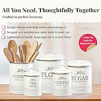 Vista 3 de Kitchen Canisters for Countertop – 5-Piece Airtight Canister Sets for the Kitchen Counter with Utensil Holder – Flour Sugar Coffee Tea Containers