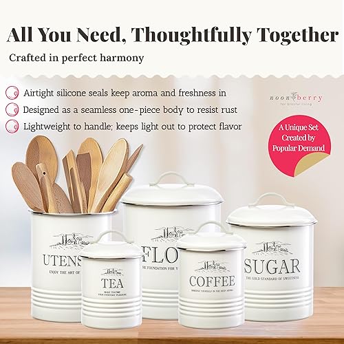Miniatura 3 de Kitchen Canisters for Countertop – 5-Piece Airtight Canister Sets for the Kitchen Counter with Utensil Holder – Flour Sugar Coffee Tea Containers